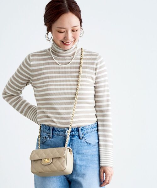 le.coeur blanc(ルクールブラン)の「ボーダーリブタートル(ニット/セーター・レディース・ホワイト系その他/ベージュ系その他3/ブラック系その他・38)」の3枚目の写真