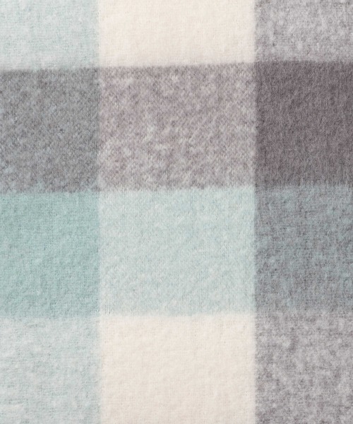 Right-on(ライトオン)の「【HONEYSUCKLE ROSE】ふわふわチェック太フリンジマフラー(マフラー・レディース・オレンジ/ブルー・ONE SIZE)」の10枚目の写真