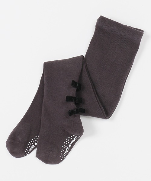 petit main（プティマイン）の「プチリボンタイツ（ソックス/靴下・キッズ・ライトグレー/エンジ/チャコール/アイボリー・120cm/110cm/100cm/130cm/90cm）」の4枚目の写真