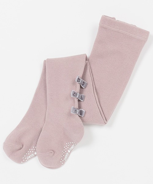 petit main（プティマイン）の「プチリボンタイツ（ソックス/靴下・キッズ・ライトグレー/エンジ/チャコール/アイボリー・120cm/110cm/100cm/130cm/90cm）」の3枚目の写真