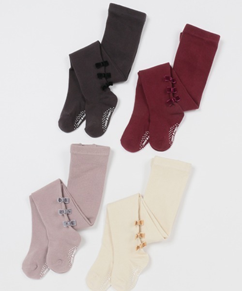 petit main（プティマイン）の「プチリボンタイツ（ソックス/靴下・キッズ・ライトグレー/エンジ/チャコール/アイボリー・120cm/110cm/100cm/130cm/90cm）」の5枚目の写真