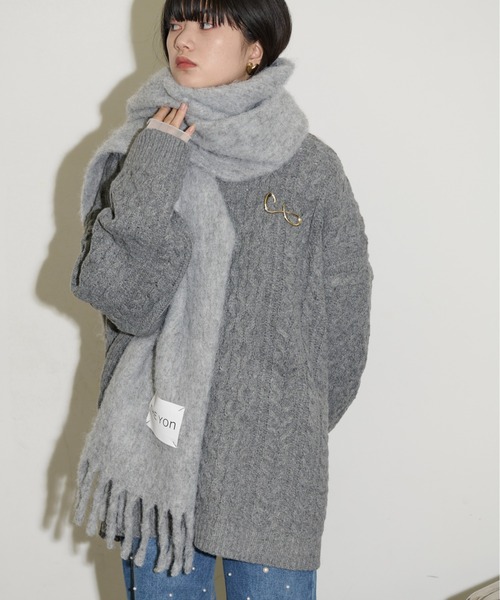 THE YOn（ザヨン）の「ウールミックスボリュームマフラー（マフラー・レディース・グレー/ブラウン/イエロー/ホワイト・FREE）」の3枚目の写真