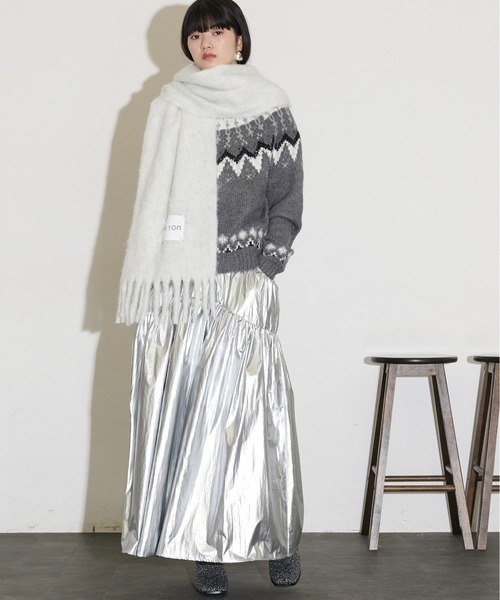 THE YOn（ザヨン）の「ウールミックスボリュームマフラー（マフラー・レディース・グレー/ブラウン/イエロー/ホワイト・FREE）」の13枚目の写真