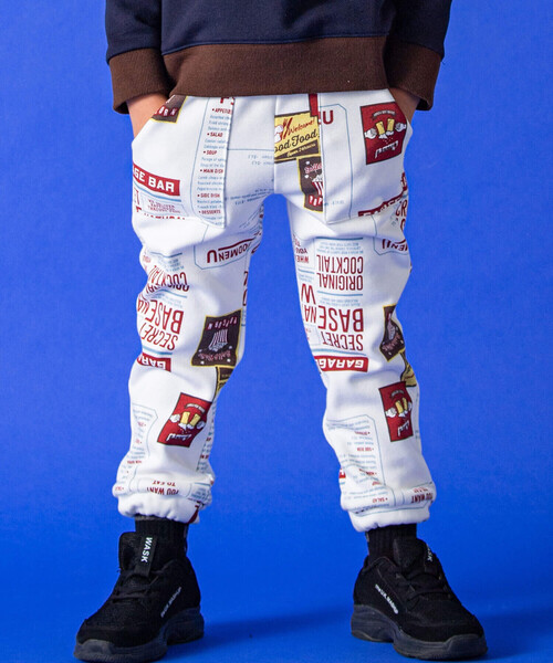 WASK（ワスク）の「メニュー柄エステル裏起毛パンツ(100～160cm)（スウェットパンツ・キッズ・ブルー系その他2/ホワイト系その他・120cm/110cm/140cm/160cm/150cm/130cm/100cm）」の21枚目の写真