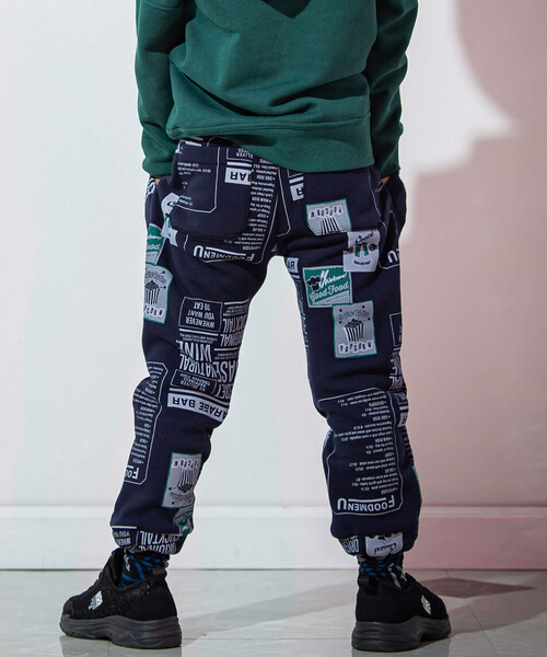 WASK（ワスク）の「メニュー柄エステル裏起毛パンツ(100～160cm)（スウェットパンツ・キッズ・ブルー系その他2/ホワイト系その他・120cm/110cm/140cm/160cm/150cm/130cm/100cm）」の4枚目の写真