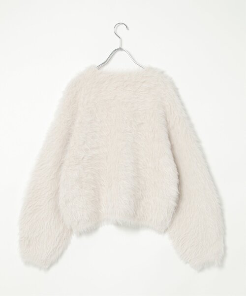 notch.（ノッチ）の「リバジャガードフェザーカーディガン（カーディガン/ボレロ・レディース・ライトグレー/オフホワイト/チャコールグレー・M）」の4枚目の写真