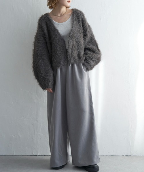 notch.（ノッチ）の「リバジャガードフェザーカーディガン（カーディガン/ボレロ・レディース・ライトグレー/オフホワイト/チャコールグレー・M）」の15枚目の写真