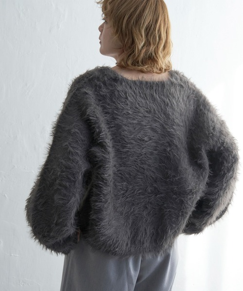 notch.（ノッチ）の「リバジャガードフェザーカーディガン（カーディガン/ボレロ・レディース・ライトグレー/オフホワイト/チャコールグレー・M）」の14枚目の写真