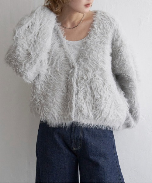 notch.（ノッチ）の「リバジャガードフェザーカーディガン（カーディガン/ボレロ・レディース・ライトグレー/オフホワイト/チャコールグレー・M）」の17枚目の写真