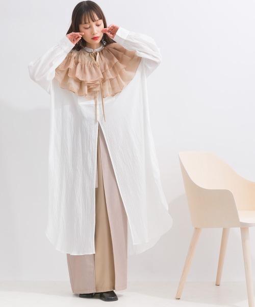 terrace(テラス)の「コットンボイル×フクレキルト ロングワンピース(ワンピース・レディース・オフホワイト/ベージュ/ブラック・MEDIUM)」の5枚目の写真