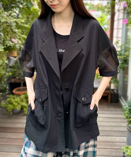 AVIE(アビィ)の「ダンガリーオーバーサイズジャケット(テーラードジャケット・レディース・インディゴブルー/ブラック・38)」の2枚目の写真