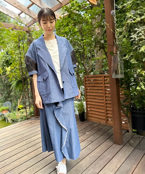 AVIE(アビィ)の「ダンガリーオーバーサイズジャケット(テーラードジャケット・レディース・インディゴブルー/ブラック・38)」の13枚目の写真