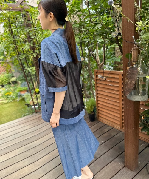 AVIE(アビィ)の「ダンガリーオーバーサイズジャケット(テーラードジャケット・レディース・インディゴブルー/ブラック・38)」の16枚目の写真