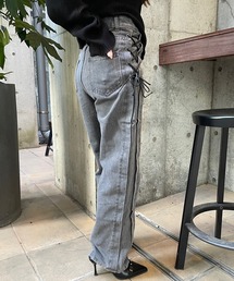 サイドレースアップデニムパンツ
