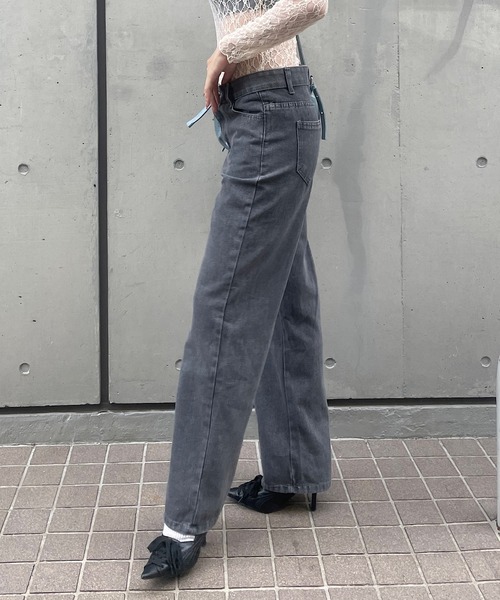 セール】サイドリボンデニムパンツ（デニムパンツ）｜ROGER AND RAW