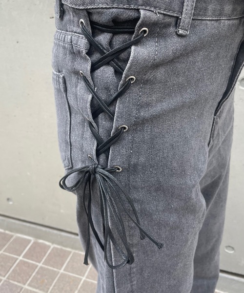 セール】サイドリボンデニムパンツ（デニムパンツ）｜ROGER AND RAW