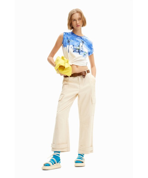 Desigual(デシグアル)の「地中海風景モチーフ Tシャツ(Tシャツ/カットソー・レディース・ブルー・M/S/XS/XL/L)」の4枚目の写真