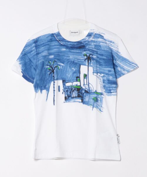 Desigual(デシグアル)の「地中海風景モチーフ Tシャツ(Tシャツ/カットソー・レディース・ブルー・M/S/XS/XL/L)」の5枚目の写真