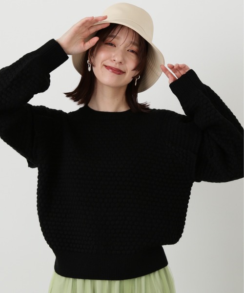 N.(N. Natural Beauty Basic)(エヌエヌナチュラルビューティーベーシック)の「◆ポコポコフリルショルダーニット(ニット/セーター・レディース・ホワイト×ブラック/ブラック・MEDIUM)」の19枚目の写真