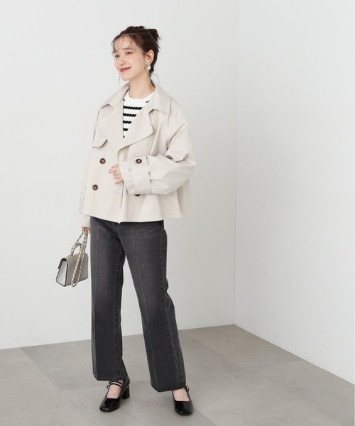 N.(N. Natural Beauty Basic)(エヌエヌナチュラルビューティーベーシック)の「◆ポコポコフリルショルダーニット(ニット/セーター・レディース・ホワイト×ブラック/ブラック・MEDIUM)」の12枚目の写真