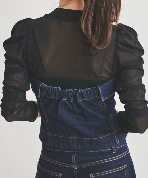 31 Sons de mode（トランテアン　ソン　ドゥ　モード）の「デニムビスチェ（ベスト・レディース・ダークインディゴブルー/サックスブルー/ブラック・38/36）」の15枚目の写真