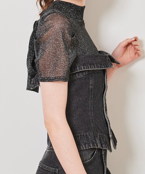 31 Sons de mode（トランテアン　ソン　ドゥ　モード）の「デニムビスチェ（ベスト・レディース・ダークインディゴブルー/サックスブルー/ブラック・38/36）」の5枚目の写真