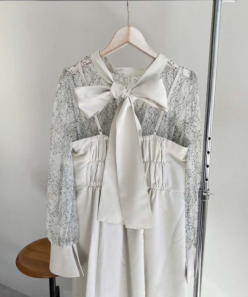 one after another NICE CLAUP(ワンアフターアナザーナイスクラップ)の「【occasion dress】前後2WAY/2枚セットチュールワンピース(ドレス・レディース・サックスブルー/ブラック/アイボリー・FREE)」の9枚目の写真