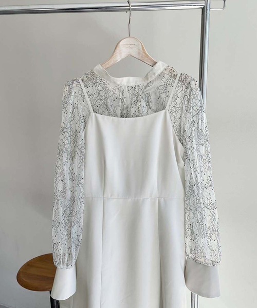 one after another NICE CLAUP(ワンアフターアナザーナイスクラップ)の「【occasion dress】前後2WAY/2枚セットチュールワンピース(ドレス・レディース・サックスブルー/ブラック/アイボリー・FREE)」の10枚目の写真