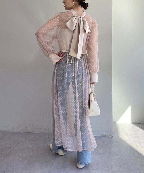 one after another NICE CLAUP(ワンアフターアナザーナイスクラップ)の「【occasion dress】前後2WAY/2枚セットチュールワンピース(ドレス・レディース・サックスブルー/ブラック/アイボリー・FREE)」の7枚目の写真