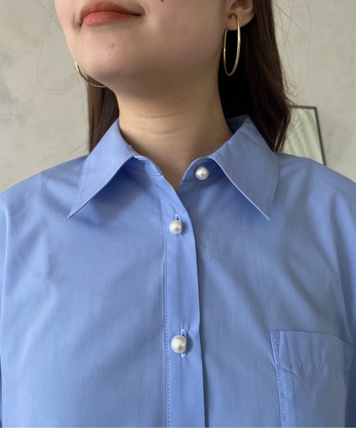 prose verse（プロズヴェール）の「ボリュームスリーブパールボタンシャツ（シャツ/ブラウス・レディース・ピンク/オフホワイト/ブルー・MEDIUM）」の19枚目の写真