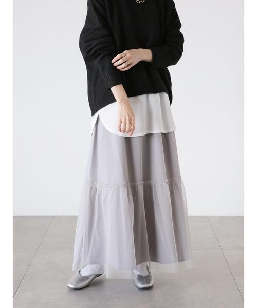 Lugnoncure（ルノンキュール）の「リバーシブルチュールスカート（スカート・レディース・グレー/カーキ/ブラック・F）」の3枚目の写真