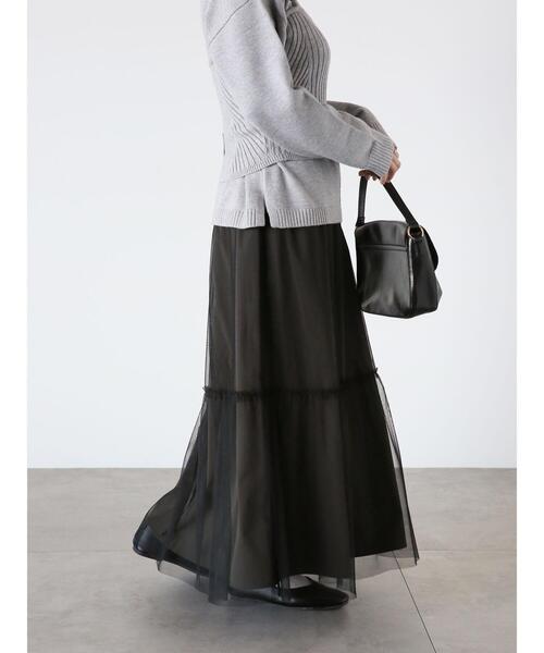 Lugnoncure（ルノンキュール）の「リバーシブルチュールスカート（スカート・レディース・グレー/カーキ/ブラック・F）」の4枚目の写真