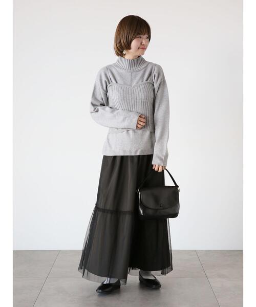 Lugnoncure（ルノンキュール）の「リバーシブルチュールスカート（スカート・レディース・グレー/カーキ/ブラック・F）」の6枚目の写真