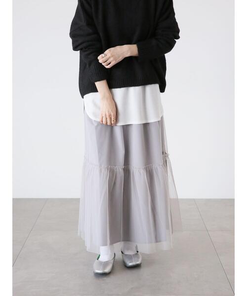 Lugnoncure（ルノンキュール）の「リバーシブルチュールスカート（スカート・レディース・グレー/カーキ/ブラック・F）」の8枚目の写真