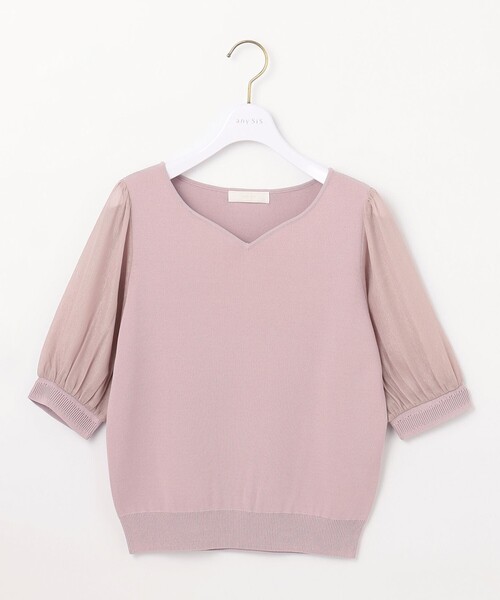 ANY SIS(エニィスィス)の「【洗える】ハートネックファブリックコンビ ニット(ニット/セーター・レディース・ピンク系/グレー系/アイボリー系・2)」の10枚目の写真