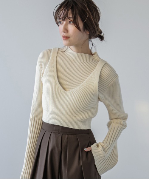 AMELY(エミリー)の「リブニットビスチェ(ニット/セーター・レディース・アイボリー/グレー/ブラック・フリー)」の5枚目の写真