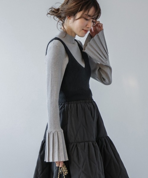 AMELY(エミリー)の「リブニットビスチェ(ニット/セーター・レディース・アイボリー/グレー/ブラック・フリー)」の10枚目の写真