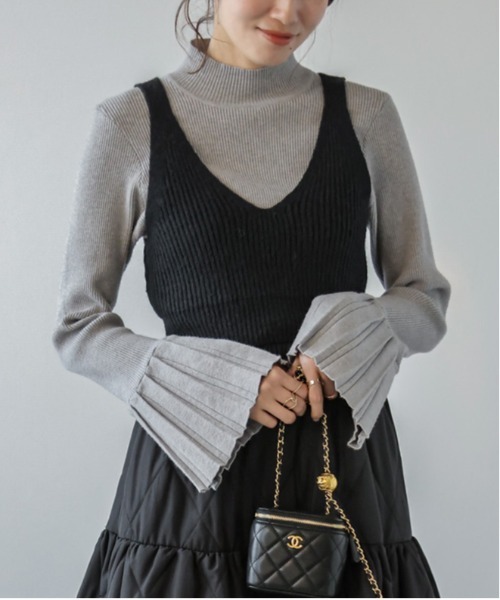 AMELY(エミリー)の「リブニットビスチェ(ニット/セーター・レディース・アイボリー/グレー/ブラック・フリー)」の9枚目の写真