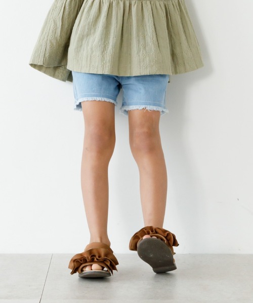 MAKE YOUR DAY（メイクユアデイ）の「フリンジデニムショートパンツ■80～140cm（デニムパンツ・キッズ・ブルー/サックスブルー/ブラック・120/140/130/110/80/90/100）」の2枚目の写真