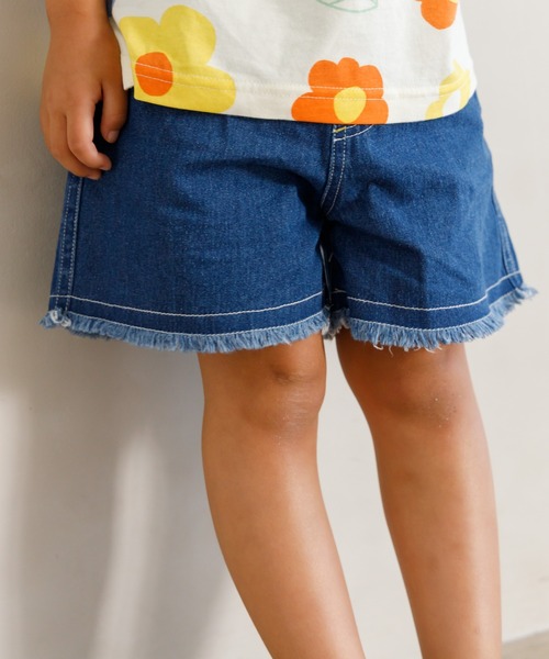 MAKE YOUR DAY（メイクユアデイ）の「フリンジデニムショートパンツ■80～140cm（デニムパンツ・キッズ・ブルー/サックスブルー/ブラック・120/140/130/110/80/90/100）」の3枚目の写真