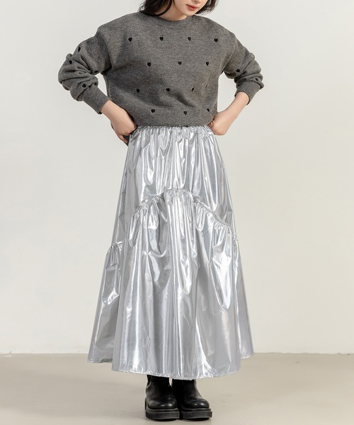 DAY CLOSET（デイ クローゼット）の「レディース 長袖恋する小粒ハートニットセーター（ニット/セーター・レディース・グレー/オフホワイト/ピンク・FREE）」の15枚目の写真