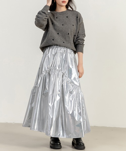 DAY CLOSET（デイ クローゼット）の「レディース 長袖恋する小粒ハートニットセーター（ニット/セーター・レディース・グレー/オフホワイト/ピンク・FREE）」の16枚目の写真