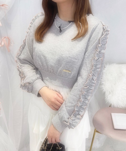 apres jour(アプレジュール)の「French girly collection フリルスリーブスウェット【ZOZOTOWN限定アイテム】(スウェット・レディース・グレー/アイボリー・X-LARGE/フリー)」の8枚目の写真