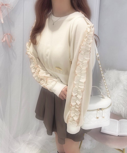 apres jour(アプレジュール)の「French girly collection フリルスリーブスウェット【ZOZOTOWN限定アイテム】(スウェット・レディース・グレー/アイボリー・X-LARGE/フリー)」の12枚目の写真
