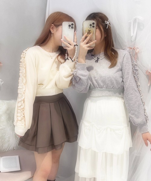 apres jour(アプレジュール)の「French girly collection フリルスリーブスウェット【ZOZOTOWN限定アイテム】(スウェット・レディース・グレー/アイボリー・X-LARGE/フリー)」の17枚目の写真