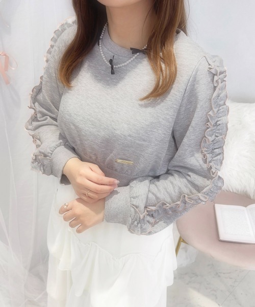 apres jour(アプレジュール)の「French girly collection フリルスリーブスウェット【ZOZOTOWN限定アイテム】(スウェット・レディース・グレー/アイボリー・X-LARGE/フリー)」の7枚目の写真