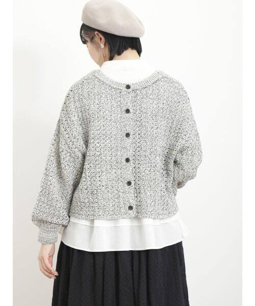 Samansa Mos2（サマンサ モスモス）の「カラーテープヤーン前後2WAYボレロ（カーディガン/ボレロ・レディース・ブラック/ベージュ/イエロー/ラベンダー・F）」の2枚目の写真