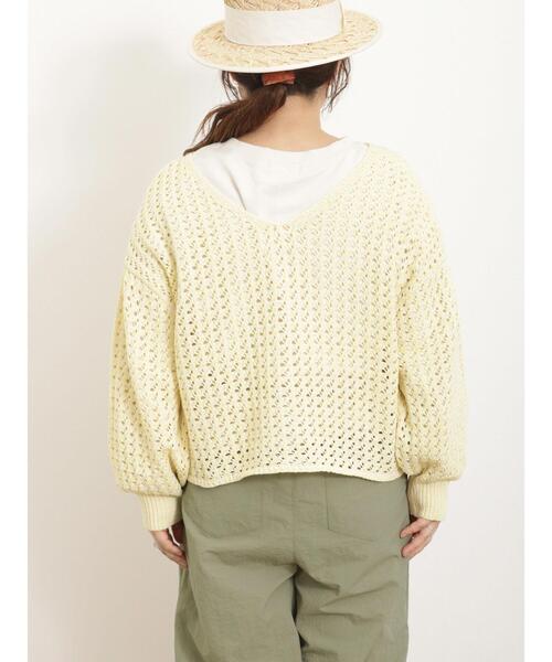 Samansa Mos2（サマンサ モスモス）の「カラーテープヤーン前後2WAYボレロ（カーディガン/ボレロ・レディース・ブラック/ベージュ/イエロー/ラベンダー・F）」の7枚目の写真