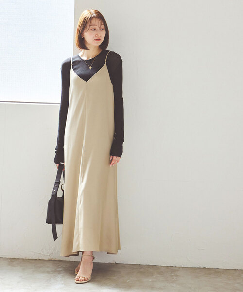 Noble(ノーブル)の「《追加》ビンテージツイルコンフォータブルキャミワンピース3(ワンピース・レディース・ブラック/ベージュ・FREE)」の17枚目の写真