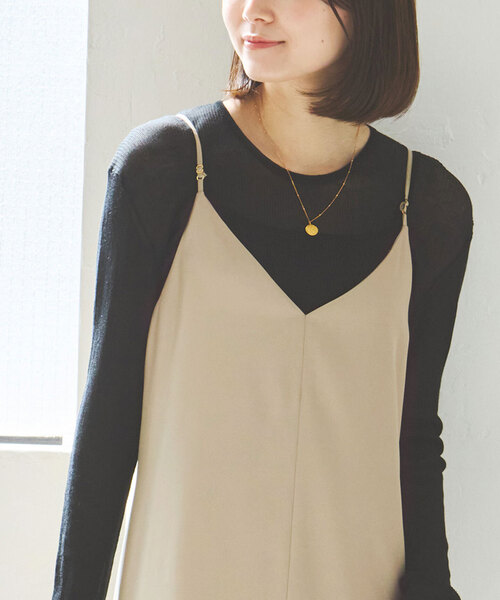 Noble(ノーブル)の「《追加》ビンテージツイルコンフォータブルキャミワンピース3(ワンピース・レディース・ブラック/ベージュ・FREE)」の18枚目の写真